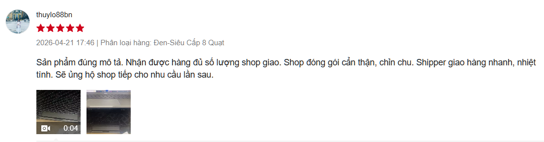Đánh giá 5 sao từ khách hàng đã mua đế tản nhiệt laptop
